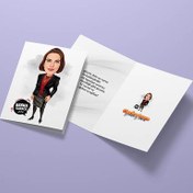 Resim Zarafet Abidesi Kadın Karikatürlü Tebrik Kartı 