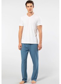 Resim Cacharel Erkek 2192/beyaz Kısa Kollu Modal Pijama Takımı 001 