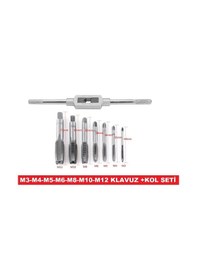 Resim Klavuz Açma Seti+kol M3-m4-m5-m6-m8-m10-m12 Metrik Diş Açma Klavuzları 