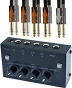 Resim Kulaklık Amfi Amplifikatörü 4 Kanal Metal Stereo Ses Mono, Mini Dağıtıcı 4X Çeyrek İnç Dengeli TRS Kulaklık Çıkışı ve TRS Ses Girişi 