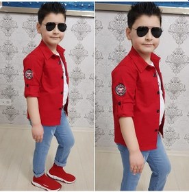 Resim Modavals 4 Parça Gömlekli Erkek Çocuk Takım - Kırmızı 001 