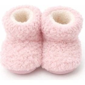 Resim Kr Kids Butik Bebek Pembe Peluş Ev Botu - Kürklü, Kaymaz Tabanlı, Sıcak Tutan Panduf 