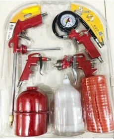 Resim Makro 5 Parça Havalı Alet Seti Boya Mazot Tabancası Hava Hortumu 