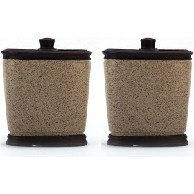 Resim 2 Adet Diş Fırçalık Bronz Kumlu Poliresin 10x12x5cm Banyo Seti Çok Renkli 