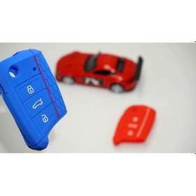 Resim Volkswagen Polo Uyumlu Golf Uyumlu7 Tiguan Silikon Anahtar Kırmızı Mavi Kılıf S 