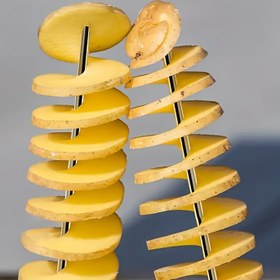Resim 6 adet Set Çok Fonksiyonlu Spiral Patates Dilimleyici, Paslanmaz Çelik Manuel Tornado Twister Sebze Kesici, BBQ, Kamp Mutfak Araçları için, Flint veya Magnezyum Çubuğu Dahil Değil 