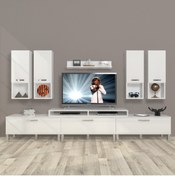 Resim Decoraktiv Ekoflex 8da Mdf Krom Ayaklı Tv Ünitesi Tv Sehpası - Parlak Beyaz 