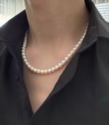Resim By Saadet Özkanlı 50 Cm Erkek Için A Sınıfı Inci Kolye Gerçek 8 Mm Inci Istiridye Incisi Kolye 925 Ayar Gümüş 