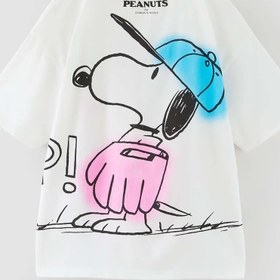 Resim Machetta Renkli Klop! Snoopy Baskılı Oversize Çocuk T-shirt 