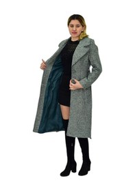 Resim Kadın Pıtırcık Uzun Kaşe Kaban Bgl-st04121 Yeşil 