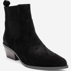 Resim Luvishoes Julıeta Siyah Süet Hakiki Deri Kadın Western Bot Siyah 