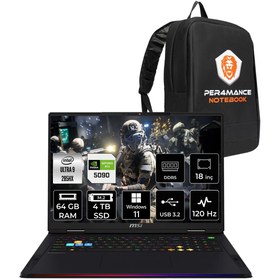 Resim MSI Raider 18 HX AI Ultra 9 285HX 64GB 4TB SSD RTX5090/24GB 175W 18'' UHD+ W11P Gaming Laptop 