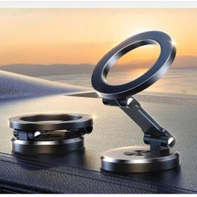 Resim Katlanabilir Magsafe Mıknatıslı Metal Mini Araç Içi Telefon Tutucu 360 Derece Dönen Siyah 