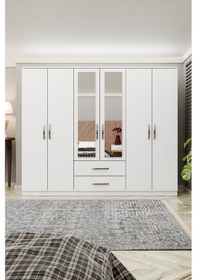 Resim Metalia Gm 033 Delüx 6 Kapılı 2 Çekmeceli Aynalı Gardrop Dolap 