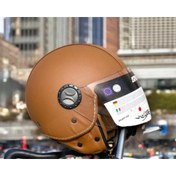 Resim Sway 701 Deri Kaplı Yarı Camlı Elektrikli Bisiklet Motosiklet Scooter Kaskı 2xl Beden Kahve 