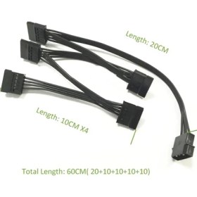 Resim Boblov Ide 5 Sata Power Çoklayıcı 4 Pin Power HDD Güç Çoklayıcı Kablosu 60 cm 