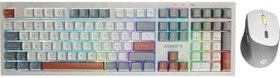 Resim Everest KM-78 Rena Krem/Gri/Kahve Kablosuz 2.4 + BT RGB Aydınlatmalı Sessiz Q Su Sıçramasına Dayanıklı Klavye + Mouse Set 