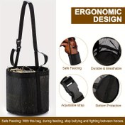 Resim Ayarlanabilir & Ergonomik At Besleme Çantası - Zorbalık Güvenliği Tasarımı ile Ağır Hizmet Tip Elastik Yemlik, Asma Boyun ve Toprakta Kullanım İçin Sistemler, Dökülmez Alt Kapaklı Nefes Alabilen File Malzeme - Dayanıklı Outdoor Saman Torbası Atlar, Şahlara, İneklere Uygun - Patika Biniciligi, Ahır İstifadesi, Çayır için Ideal Kolay Temizlenebilen Taşınabilir at besleme sistemi 