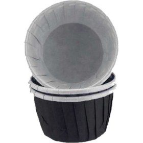 Resim Cupcake Kalıbı Orta Boy Düz Renk 50x39 Mm 50 Adet Siyah 