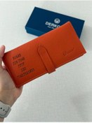 Resim Derkon Yaşam Çiçekli Turuncu Hakiki Deri Cüzdan 