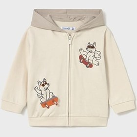 Resim Mayoral Bej Erkek Bebek Fermuarlı Kapüşonlu Sweat Hırka 2428 