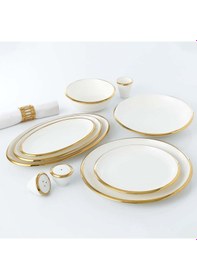 Resim Korkmaz Elektra Collection 60 Parça Gold Yemek Takımı A8056 Beyaz 