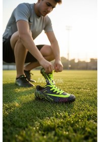 Resim Walked Siyah Sarı Çorapsız Dişli Halı Saha Krampon Futbol Ayakkabısı Siyah 