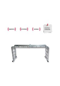 Resim Endokon Platformlu 4,56 Metre - 16 Basamaklı Katlanır Akrobat Merdiven - Büyük Menteşe - Kalın Profil 