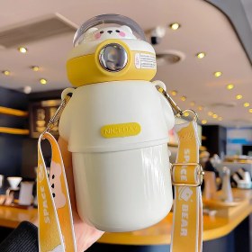 Resim Beautifyy Havacılık ve Uzay Ayı Göbek Termos Kupası Çocuk Termos Kupası Gıda Sınıfı Paslanmaz Çelik Saman Kupası Uygun Sap Dış Mekan Su Kupası Kızlar Iyi Görünüm (Yurt Dışından) 