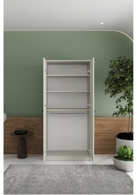 Resim 2 Kapaklı 3 Raflı Tek Askılı Mega Elbise Dolabı Gezgin İmb064 Bej 