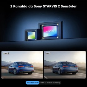 Resim Viofo A329T 2 Kameralı Ön+Telefoto 4K 60FPS+2K Wi-Fi 6 HDR Sony STARVIS 2 Sensör GPS'li SSD Destekli Araç Kamerası 