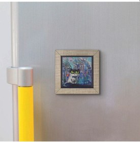 Resim İstanbul Kedisi Baskılı Mdf Magnet 7x7 243 