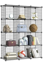 Resim hodbehod 12 Bölmeli Metal Tel Portatif Modüler Oyuncak Dolabı Çok Amaçlı Düzenleyici Raf 