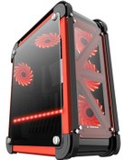 Resim Rampage Castle Siyah/kırmızı 4*12CM Rgb Fan 2*usb3.0 + Kart Okuyucu + LED Şeritli Temper Glass Çelik Gövdeli Oyuncu Kasa 