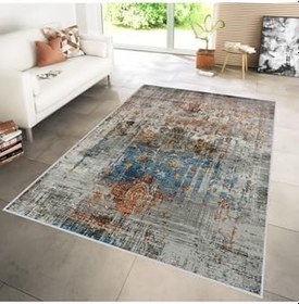 Resim Rovigo Dijital Baskı Yıkanabilir Kaymaz Taban Salon Halısı RVG1111, Gri, 160 x 120 