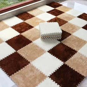 Resim 24 Parça Kadife Kaplama Birleştirilebilir Mat Karoları, Yatak Odası Kare Köpük Pedleri, Oturma Odası Puzzle Zemin Matları, Kaymaz Yatak Yanı Matı, DIY Mat, Kare Birleştirilebilir Zemin Matları, Tatami Matları, Geniş Alan Yastıklı Balkon Pencere Matları, Kesilebilir Dekoratif, 29.97cm x 11.8, Yatak 