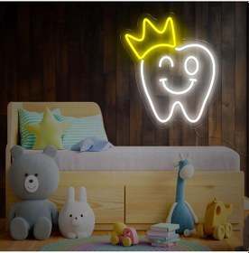 Resim Diş Figürlü Neon Tabela Beyaz 