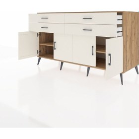 Resim Kronos Konsol 2 Raflı 4 Çekmeceli 8 Kapaklı 176x59x99 Çam-aytaşı Çam-aytaşı 