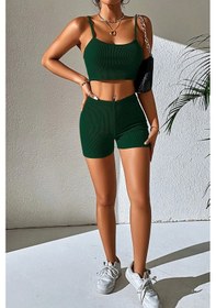 Resim İmoda Kadın Yeşil Şortlu Kaşkorse Gecelik Takım Çok Renkli 