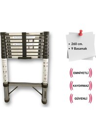 Resim Çelik 9 Basamaklı - 260 Cm. Teleskopik Merdiven - I Tipi Uzayan Merdiven 