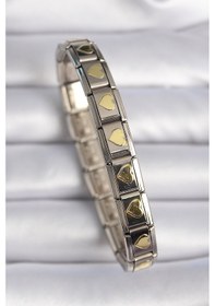 Resim 316l Çelik Gümüş Renk Gold Kalp İşleme Charm Bileklik Çok Renkli 