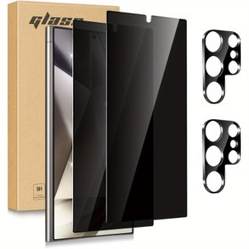 Resim Samsung Galaxy S24 Ultra Gizlilik Ekran Koruyucu: 2+2 Paket, Temperli Cam, Kamera Lens Koruması, Yüksek Şeffaflık, Darbeye Dayanıklı, Çizilmez, 0,01 Saniyede Hızlı Kilit Açma 