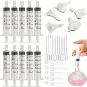 Resim 20 adet Parfüm Dolum Seti: Plastik Huni, Pipetler, Damlatıcılar ve Şırıngalar - Seyahat ve Kendin Yap Kozmetikler için Mükemmel 