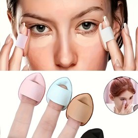 Resim Armut şeklinde makyaj süngeri 3'lü mini renkli makyaj parmak süngeri, su damlası şekli, kokusuz, makyaj aksesuarları makyaj araçları kuru ve ıslak BB krem aplikatörü, kapatıcı ve pudra, fondöten uygulaması için uygun 
