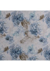 Resim Kahve Mavi Gül Desen Dokuma Dijital Baskılı Petek Kumaş 