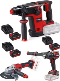 Resim Einhell TP-HD 18/26 Li Bl + TP-CD 18/120 Li-i Matkap + Axxio 18/150 Avuç Taşlama 3x4.0AH Akülü Kömürsüz Set 