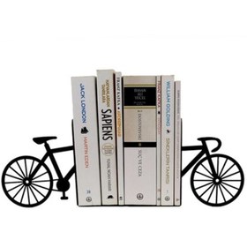 Resim Figured Decorative Metal Book Holder, Book Support, Book Organizer, Gift Black cat, Bike, Elephant Ballerina, Giraffe, Reading - Bicycle 