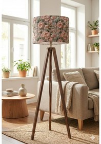 Resim Gül Ve Yeşil Yaprak Desenli Kumaş Lambader Başlığı Sadece Başlık Çok Renkli 