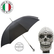 Resim PASOTTI Silver Swarovski® Kafatası Lüks Şemsiye H: 95 Cm - Ø 110 Cm 