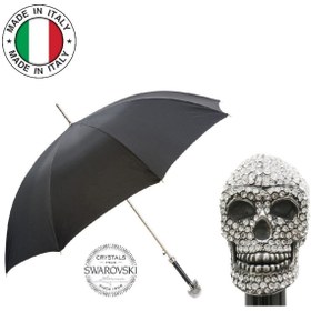 Resim PASOTTI Silver Swarovski® Kafatası Lüks Şemsiye H: 95 Cm - Ø 110 Cm 
